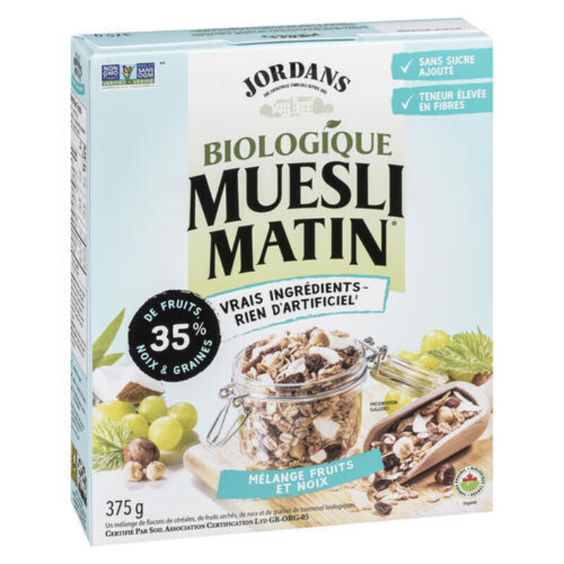 Jordans Morning Muesli Organic Cereal Fruit & Nut Medley 375 g Voilà Online Groceries & Offers