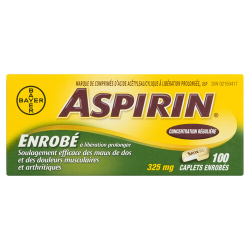Aspirin ASA Coated Pain Relief 100 Caplets