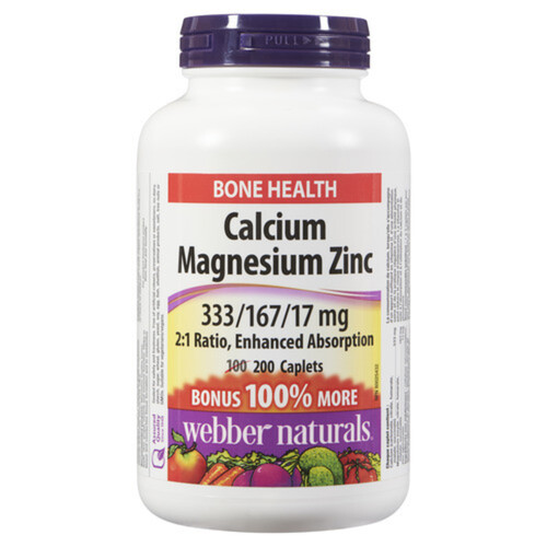 Webber Naturals Bonus Calcium Magnesium With Zinc 200 Capsules