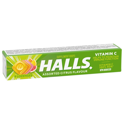 Halls Supplement Drops Vitamin C Lozenges Citrus Assorted 9 Count