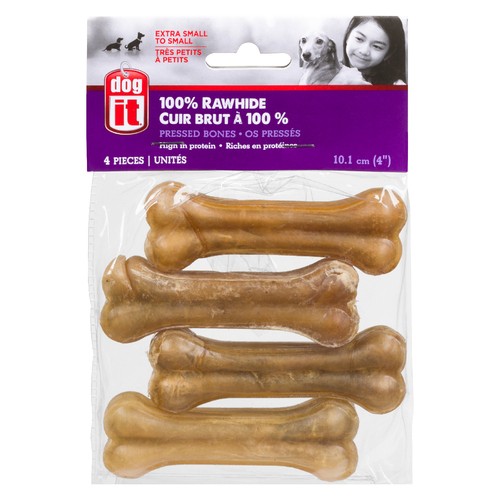 Dogit Dog Treats Pressed Rawhide Bone 4 EA