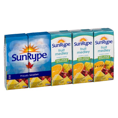 SunRype Juice 100% Fruit Medley No Sugar Added 5 x 200 ml