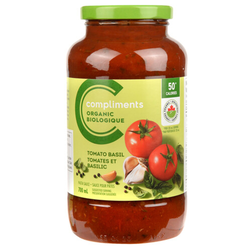 Compliments Organic Pasta Sauce Tomato & Basil 700 ml
