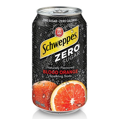 Schweppes Zero Sugar Blood Orange Soft Drink 355 ml