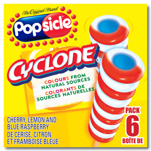 Popsicle Cyclone Cherry Lemon & Blue Raspberry Ice Pops 6 x 80 ml Per Pack