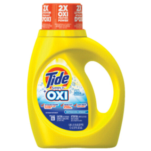 Tide Simply Plus OXI Liquid Laundry Detergent Refreshing Breeze Scent 24 Loads 1.09 L