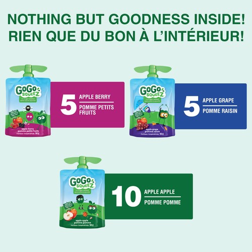 GoGo Squeez Fruit Sauce Snack Pouches No Sugar Added Variety Pack 20 x 90 g