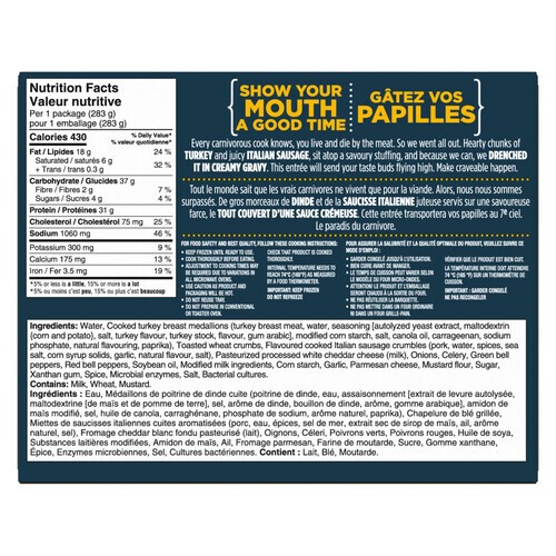 Crave Frozen Turkey With Italian Sausage Stuffing 283 g