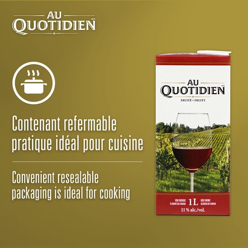 Au Quotidien Red Wine Fruity 11% Alcohol 1 L