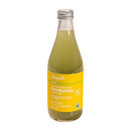 Longo's Organic Kombucha Lively Lemongrass Lime 340 ml (bottle)