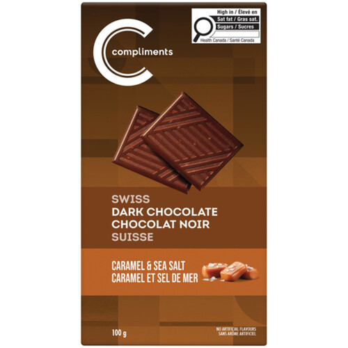 Compliments Chocolate Bar Swiss Dark Caramel & Sea Salt 100 g