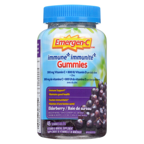 Emergen-C Immune Vitamins Gummies Elderberry 45 Count