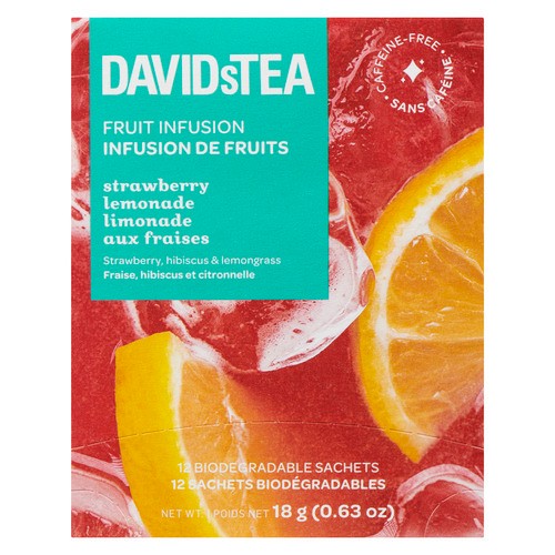 DAVIDsTEA Fruit Infusion Strawberry Lemonade 12 Tea Bags