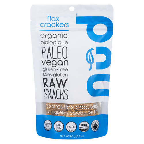 Nud Fud Organic Gluten-Free Crackers Raw Snack Carrot Flax 66 g