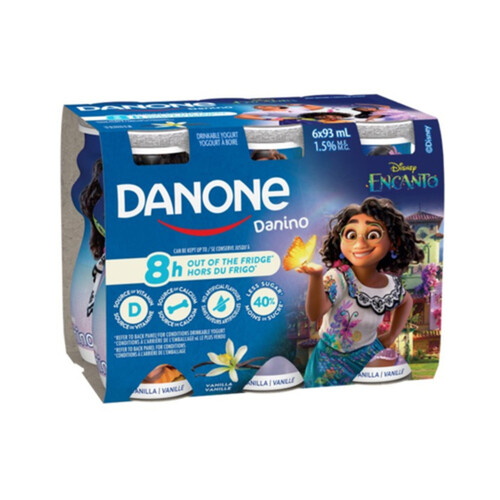 Danone Danino Drinkable Yogurt For Kids Vanilla Flavoured 6 x 93 ml (bottles)