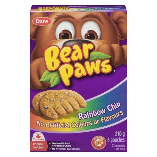 Dare Bear Paws Soft Cookies Rainbow Chip 6 Pouches 210 g