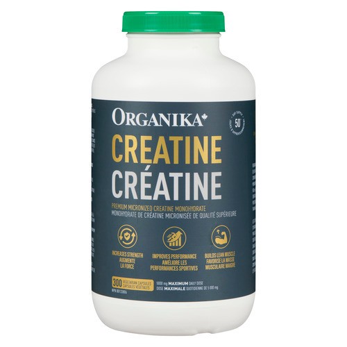 Organika Premium Micronized Creatine Monohydrate Vegetarian Capsules 300 Count