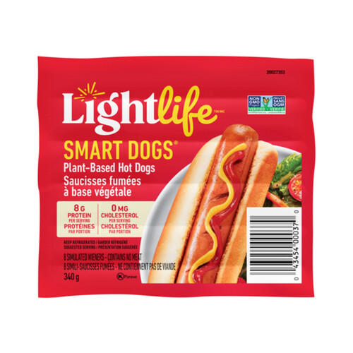 Lightlife Plant-Based Vegan Hot Dogs Smart Dogs 340 g