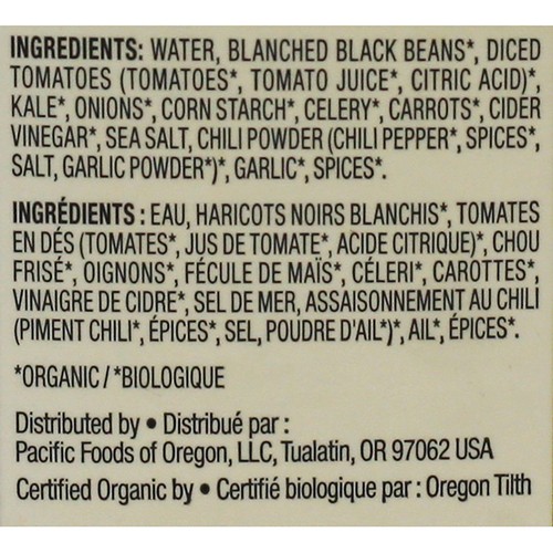 Pacific Foods Organic Soup Spicy Black Bean & Kale 472 mL