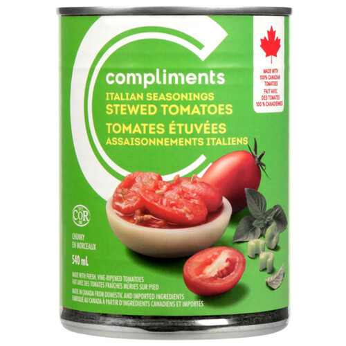 Compliments Canned Tomatoes Stewed Italian Seasoning 540 ml