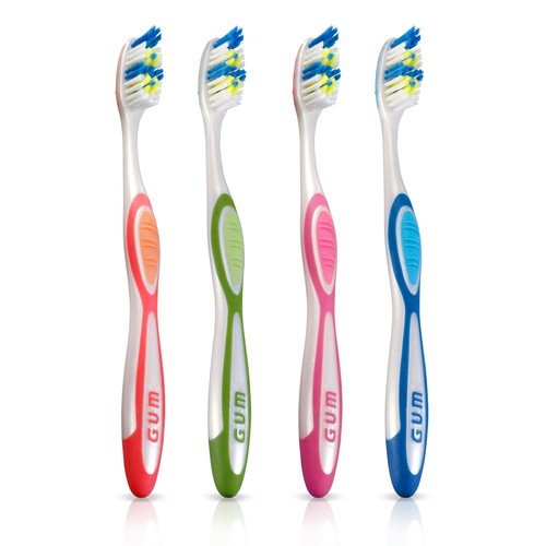 GUM Tooth & Tongue Toothbrush Regular Medium Bristles 2 Count