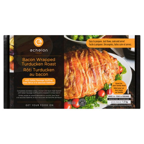 Echelon Foods Frozen Bacon Wrapped Turducken Roast 1.5 kg