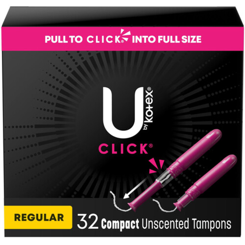 U by Kotex Click Comfort Tampons Regular Absorbency Unscented 32 Count