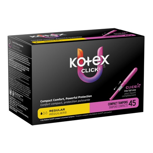 U by Kotex Click Compact Tampons Regular Absorbency Unscented 45 Count