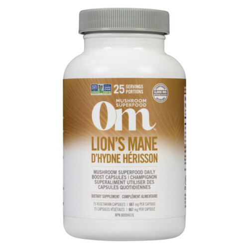 Om Mushroom Superfood Lion's Mane Vegetarian Capsules 75 Count