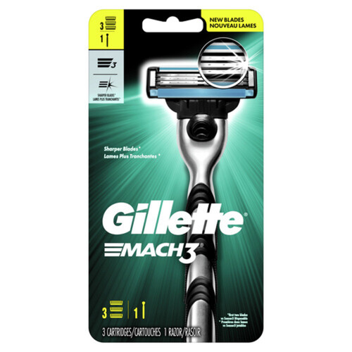 Gillette Mach3 Men's Razor Handle & 3 Blade Refills