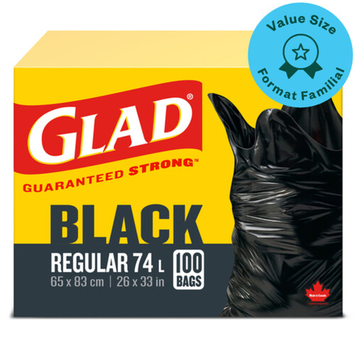 Glad Garbage Bags Regular Black 74 L 100 Bags 