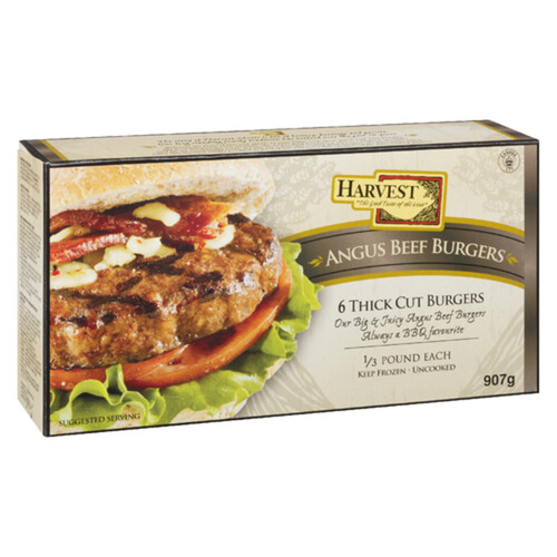 Harvest Meats Frozen Burgers Angus Beef 907 g