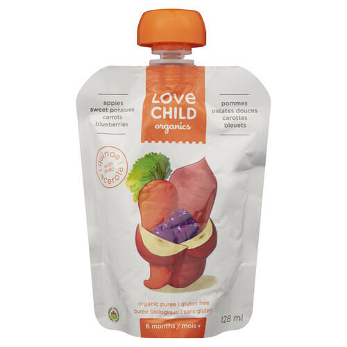 Love Child Organics Baby Food Apple Sweet Potato Carrot & Blueberry 128 ml