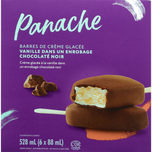Panache Ice Cream Bars Vanilla & Dark Chocolate 6 x 88 ml