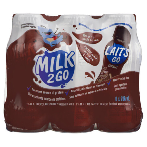Milk 2 Go 1% Milk Chocolate 6 x 200 ml