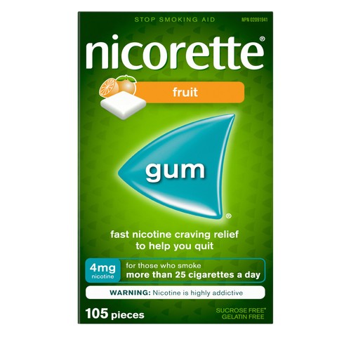 Nicorette Gum Nicotine 4 mg Fruit Flavour 105 Pieces