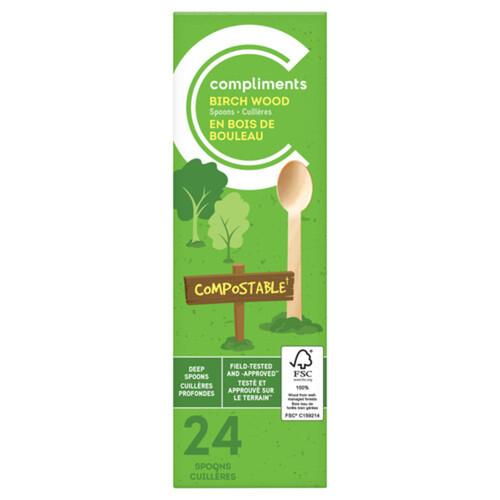 Compliments Birch Wood Spoon Compostable Cutlery 24 Pack