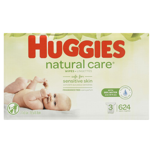 Huggies Baby Wipes Natural Care Sensitive Unscented Refill Pack 624 Count