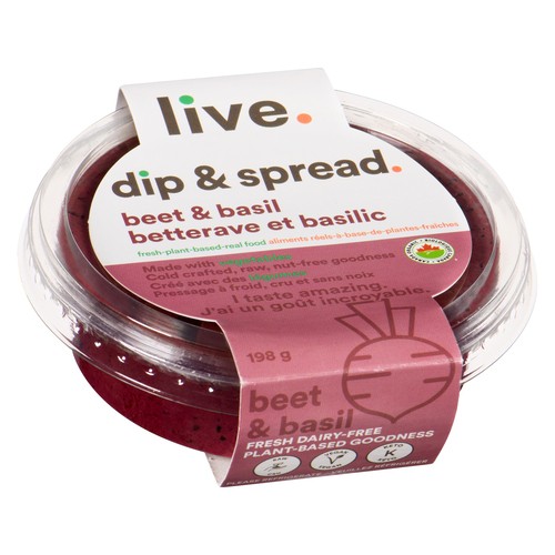 Live Organic Food Dairy-Free Dip & Spread Beet & Basil 198 g