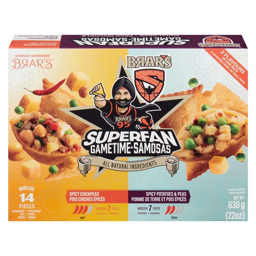 Brar's Superfan Gametime Frozen Samosas Spicy Chickpeas And Potato 630 g