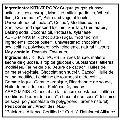 Kit Kat Chocolate Pops Mixes Aero Minis 140 g