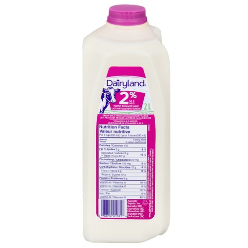 Dairyland 2% Milk Partly Skimmed Plastic Jug 2 L