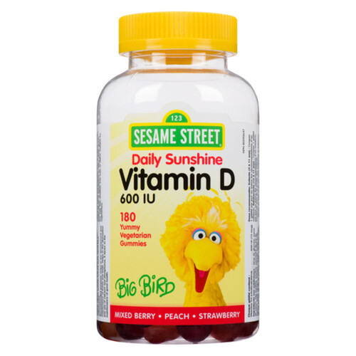 Sesame Street Vitamin D 600 IU Vegetarian Gummies Mixed Berry Peach