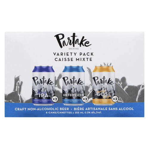 Partake Brewing Non Alcoholic Beverage Variety Pack 6 x 355 ml
