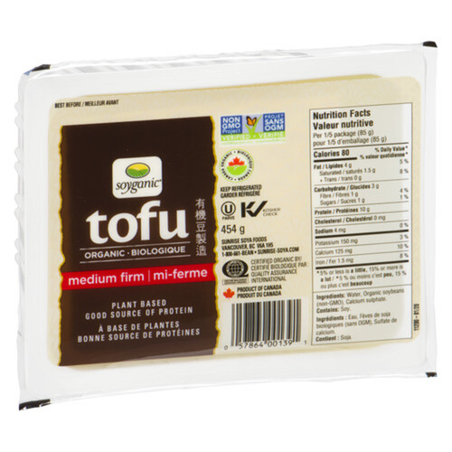 Soyganic Organic Tofu Medium Firm 454 g