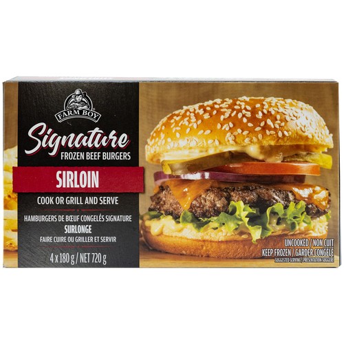 Farm Boy Frozen Beef Burgers Sirloin 4 x 180 g