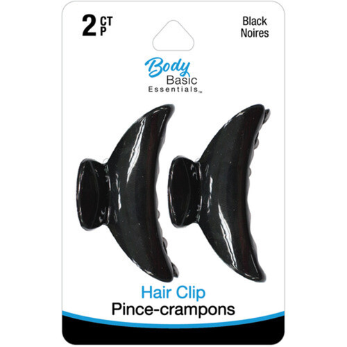 Body Basic Essentials Hair Clips Medium Black 2 Count 1 EA