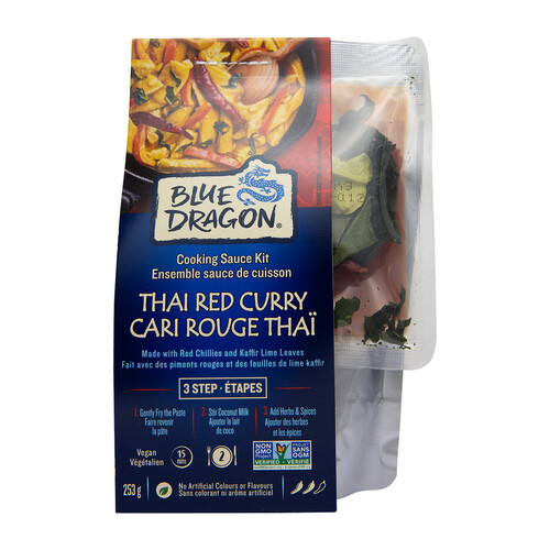 Blue Dragon Vegan 3 Step Cooking Sauce Kit Thai Red Curry 253 g