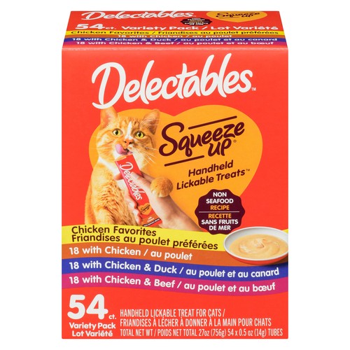 Hartz Delectables Squeeze Up Cat Treats Non-Seafood Recipe Variety Pack 54 x 14 g