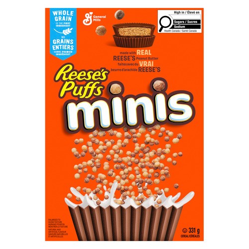 Reese's Puffs Minis Breakfast Cereal Peanut Butter Chocolate Whole Grains 331 g
